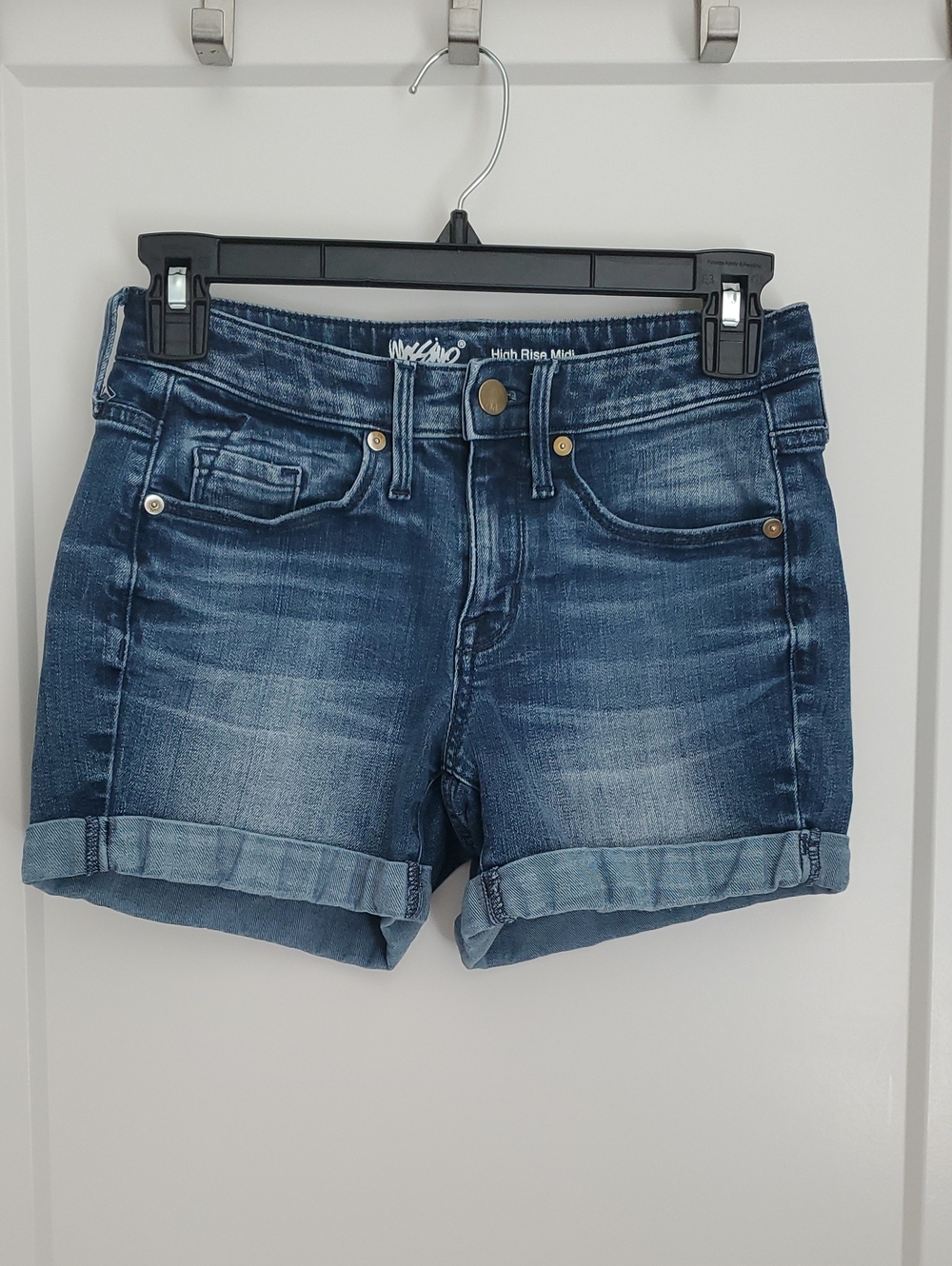 Mossimo High Rise Midi Denim Cuffed Women's Shorts 00